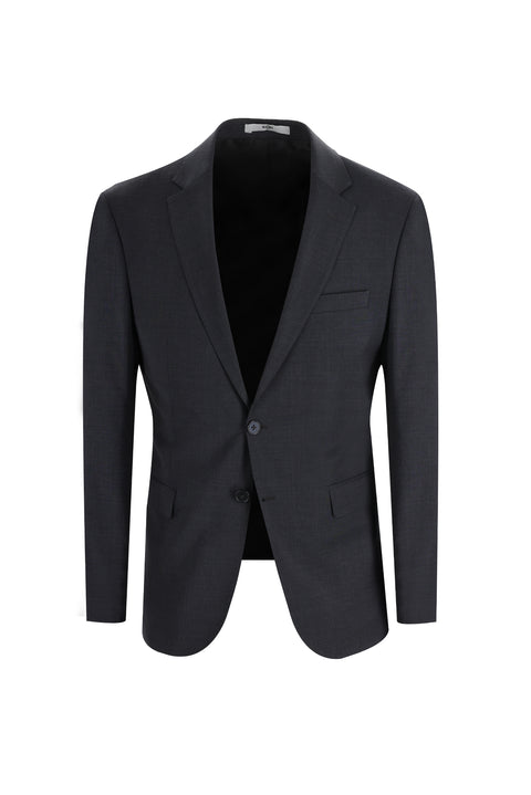Koyu Füme 7 Drop Slim Fit Dar Kesim Yünlü Takım Elbise