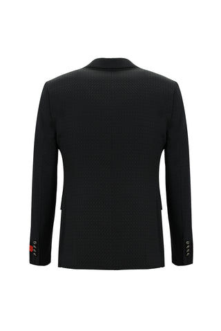 Siyah 7 Drop Slim Fit Dar Kesim Mono Yaka Yelekli Smokin & Damatlık