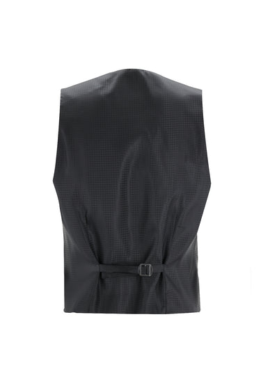 Siyah Slim Fit Dar Kesim Mono Yaka Yelekli Smokin & Damatlık