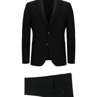 Siyah Slim Fit Dar Kesim Mono Yaka Smokin & Damatlık