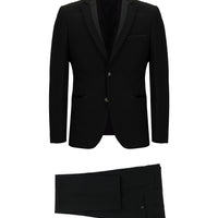 Black 7 Drop Slim Fit Narrow Cut Mono Collar Tuxedo & Groom Suit