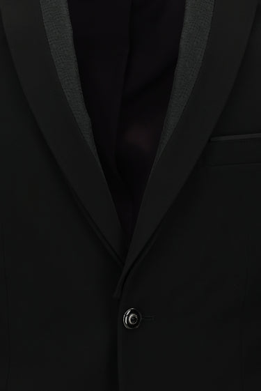 Siyah Slim Fit Dar Kesim Mono Yaka Smokin & Damatlık