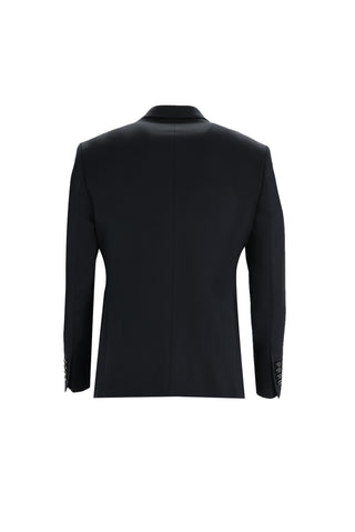 Siyah 7 Drop Slim Fit Dar Kesim Mono Yaka Yelekli Smokin & Damatlık