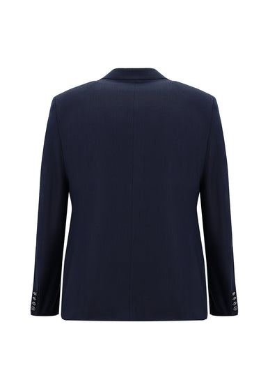 Koyu Lacivert Slim Fit Dar Kesim Mono Yaka Yelekli Smokin & Damatlık