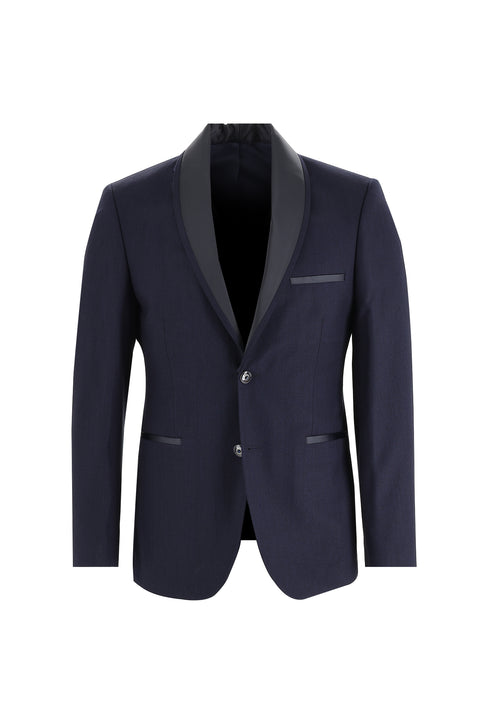 Dark Navy 7 Drop Slim Fit Narrow Cut Shawl Collar Tuxedo & Groom Suit