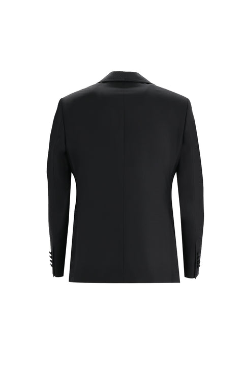 Siyah 7 Drop Slim Fit Dar Kesim Şal Yaka Yelekli Smokin & Damatlık