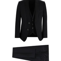 Siyah 7 Drop Slim Fit Dar Kesim Şal Yaka Yelekli Smokin & Damatlık