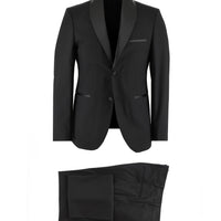 Siyah Slim Fit Dar Kesim Şal Yaka Smokin & Damatlık