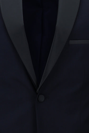 Koyu Lacivert Slim Fit Dar Kesim Şal Yaka Smokin & Damatlık