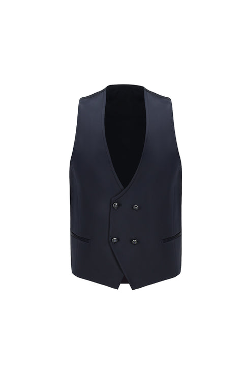 Dark Navy 7 Drop Slim Fit Narrow Cut Shawl Collar Vest Tuxedo & Groom Suit