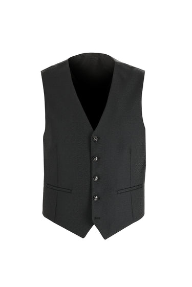 Siyah Slim Fit Dar Kesim Sivri Yaka Yelekli Smokin & Damatlık