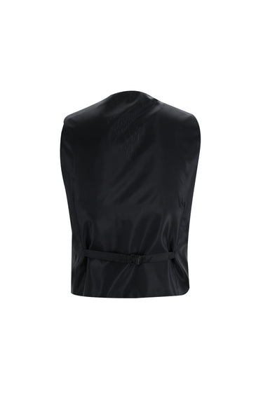 Siyah Slim Fit Dar Kesim Sivri Yaka Yelekli Smokin & Damatlık