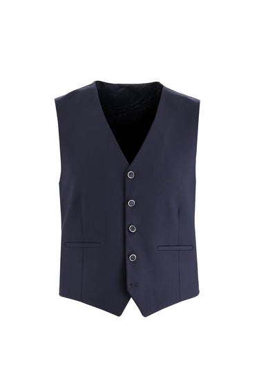 Koyu Lacivert Slim Fit Dar Kesim Sivri Yaka Yelekli Smokin & Damatlık