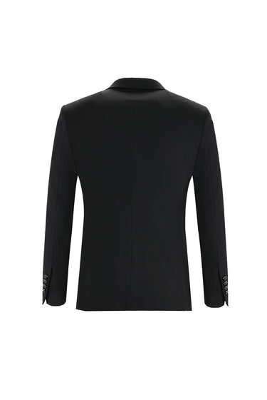 Siyah Slim Fit Dar Kesim Sivri Yaka Yelekli Smokin & Damatlık