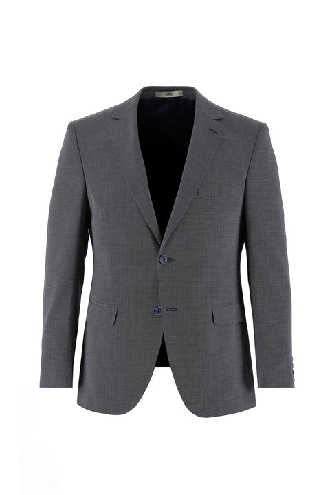 Koyu Lacivert 7 Drop Slim Fit Dar Kesim Desenli Takım Elbise