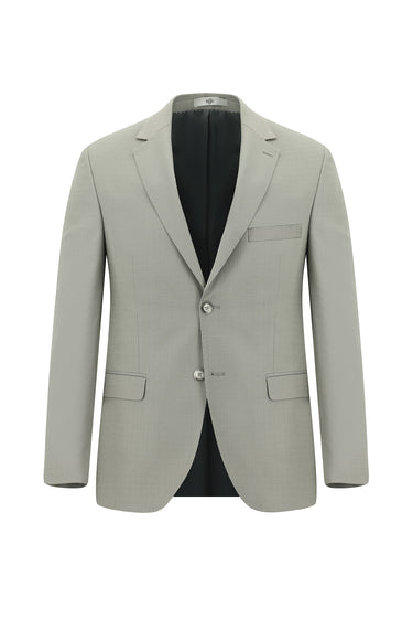 Açık Bej Slim Fit Dar Kesim Desenli Klasik Takım Elbise