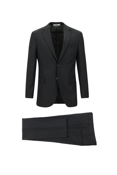 Koyu Antrasit 7 Drop Slim Fit Dar Kesim Kuşgözü Takım Elbise