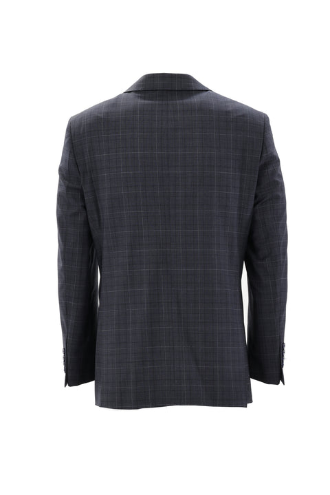 Dark Gray 4-Drop Relaxed Fit Wool Plaid Suit