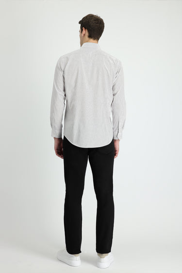 Siyah Relaxed Fit Rahat Kesim Likralı Kanvas / Chino Pantolon