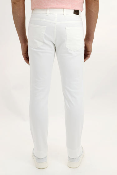 Beyaz Slim Fit Dar Kesim Likralı Kanvas / Chino Pantolon