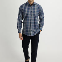 Koyu Lacivert Regular Fit Likralı Kanvas / Chino Pantolon