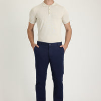 Orta Lacivert Regular Fit Likralı Kanvas / Chino Pantolon