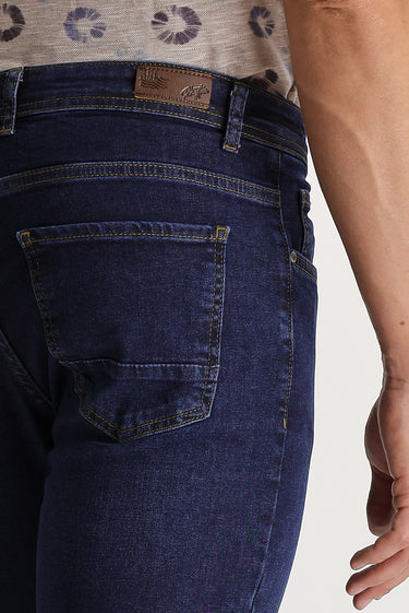 Koyu Mavi  Regular Fit Likralı Denim Pantolon