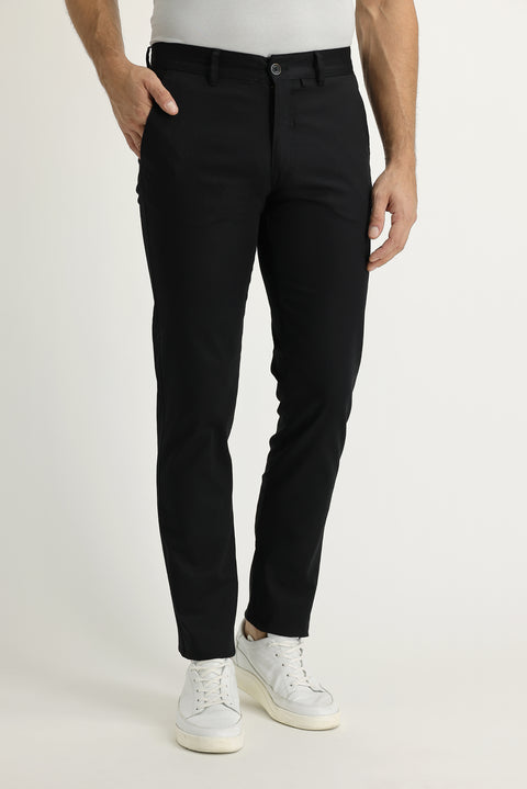 Siyah Slim Fit Dar Kesim Likralı Kanvas / Chino Pantolon