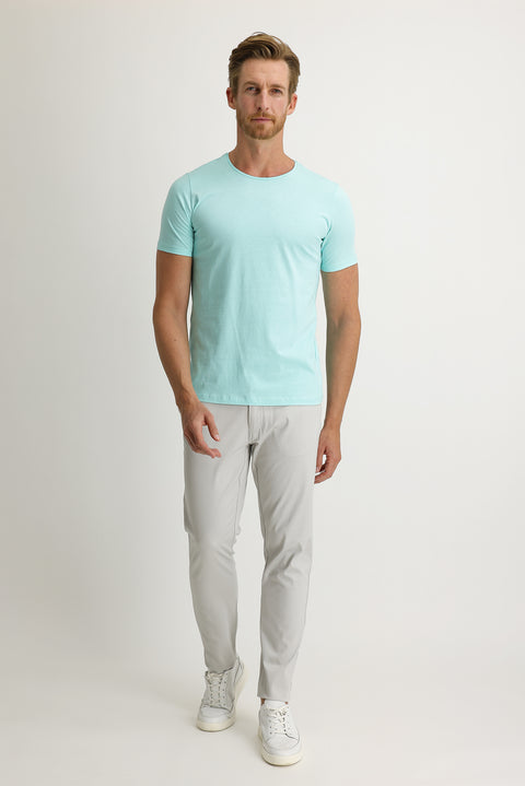 Stone Slim Fit Narrow Cut Eyelet Stretchy Canvas / Chino Trousers