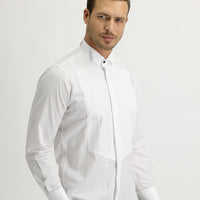 Beyaz Uzun Kol Ata Yaka Slim Fit Dar Kesim Pamuk Gömlek