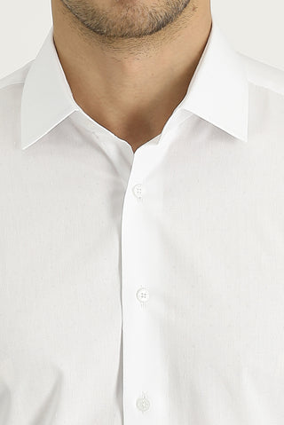 Beyaz Uzun Kol Slim Fit Dar Kesim Manşetli Pamuk Gömlek