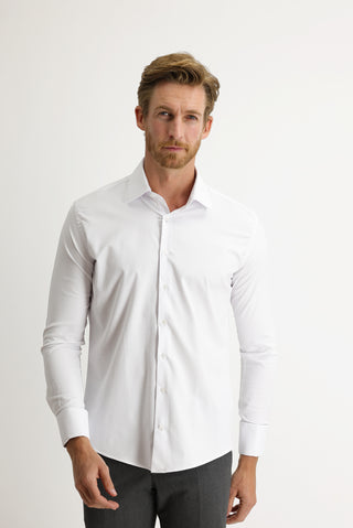 Beyaz Uzun Kol Slim Fit Dar Kesim Manşetli Klasik Pamuklu Gömlek