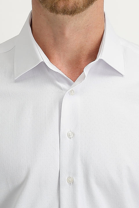 Beyaz Uzun Kol Slim Fit Dar Kesim Desenli Gömlek