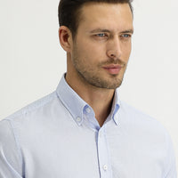 Açık Mavi Uzun Kol Slim Fit Dar Kesim Oxford Gömlek