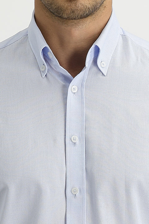 Açık Mavi Uzun Kol Slim Fit Dar Kesim Oxford Gömlek