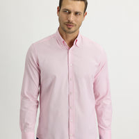 Pembe Uzun Kol Slim Fit Dar Kesim Oxford Pamuklu Gömlek