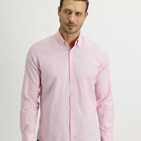 Pink Long Sleeve Slim Fit Oxford Cotton Shirt
