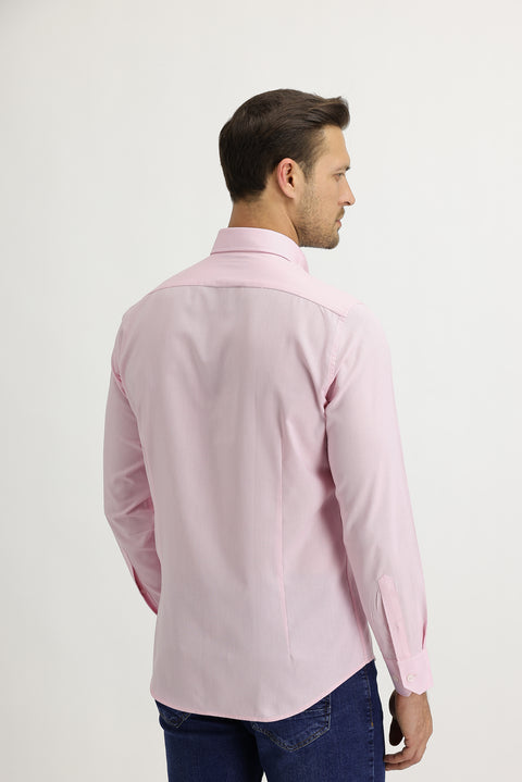 Pink Long Sleeve Slim Fit Oxford Cotton Shirt