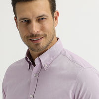 Açık Mor Uzun Kol Slim Fit Dar Kesim Oxford Gömlek