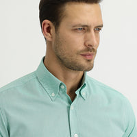 Fıstık Yeşili Uzun Kol Slim Fit Dar Kesim Oxford Gömlek