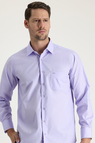 Lila Uzun Kol Klasik Gömlek