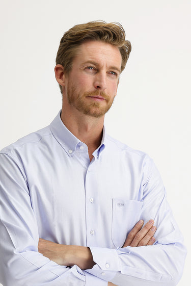 Açık Mavi Uzun Kol Regular Fit Oxford Pamuk Düğmeli Yaka Gömlek