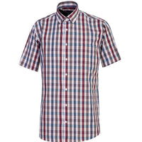 Orta Pembe Kısa Kol Regular Fit Ekose Gömlek