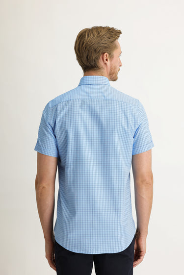 Aqua Mavisi Kısa Kol Regular Fit Desenli Gömlek