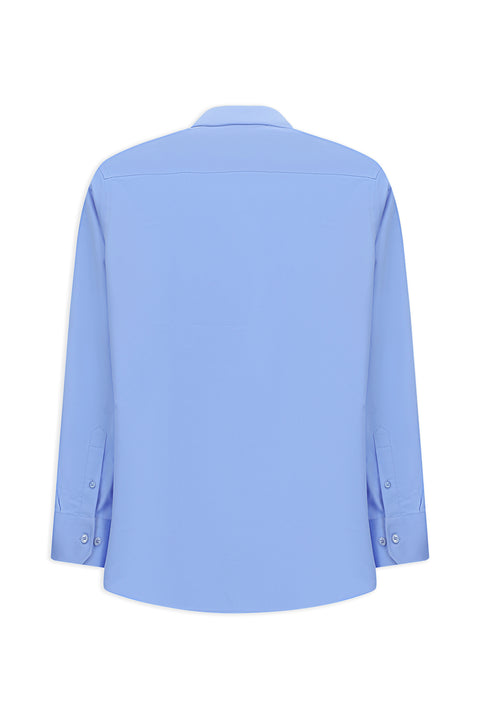 Light Blue Long Sleeve Slim Fit Classic Nano Care Water Repellent Stain Resistant 4 Seasons Cotton Shirt