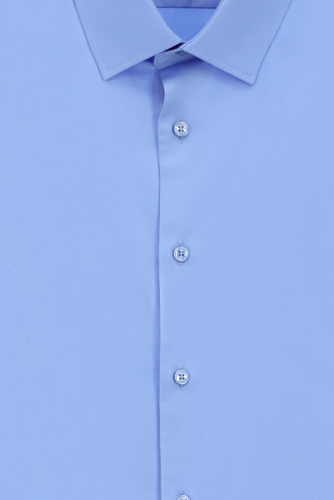 Light Blue Long Sleeve Slim Fit Classic Nano Care Water Repellent Stain Resistant 4 Seasons Cotton Shirt