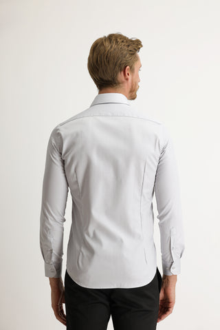 Orta Gri Uzun Kol Slim Fit Dar Kesim Non Iron Gömlek