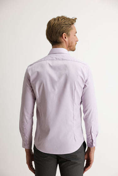 Lila Uzun Kol Slim Fit Dar Kesim Non Iron Pamuklu Gömlek