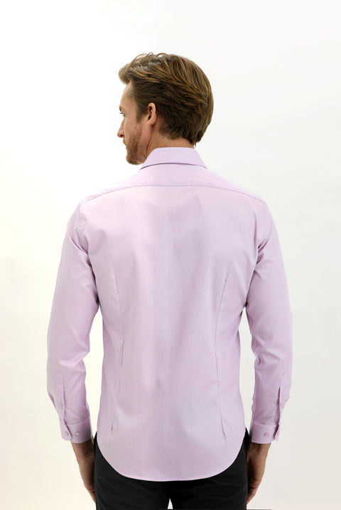 Lilac Long Sleeve Non-Iron Sateen Slim Fit Cotton Shirt
