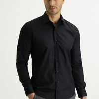 Black Long Sleeve Slim Fit Classic Cotton Shirt